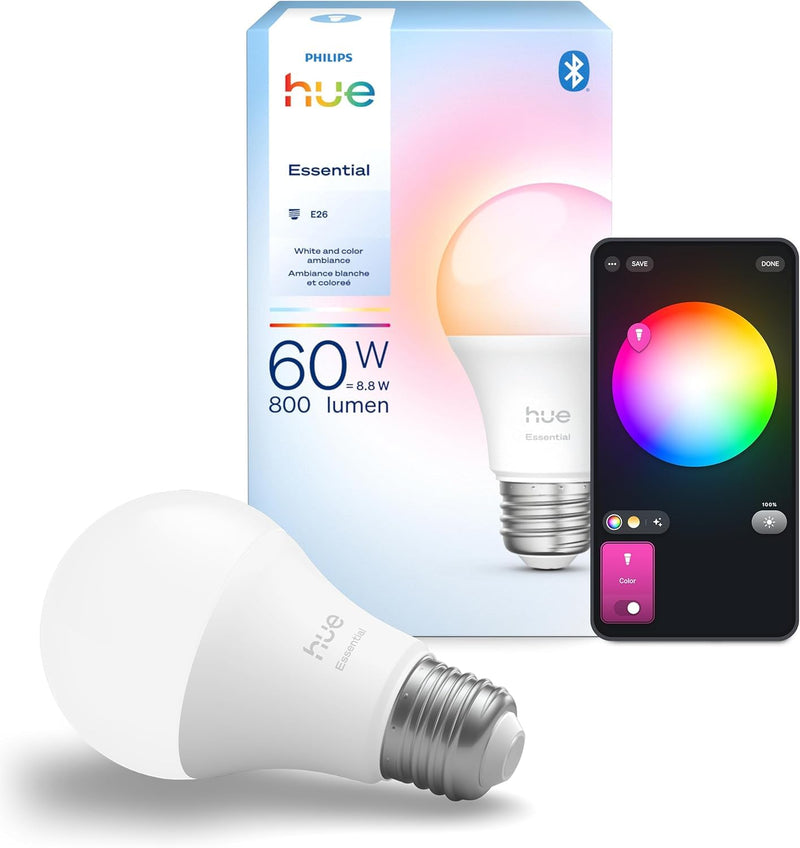 Philips Hue Essential A19 Color Smart Bulb 592535, 1 Pack