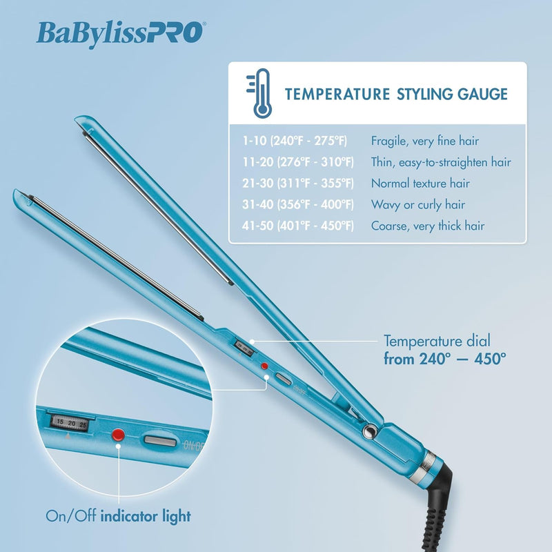 BaBylissPRO - Nano Titanium & Ceramic Ultra-Slim Straightener (BNT4072C) - 1 in