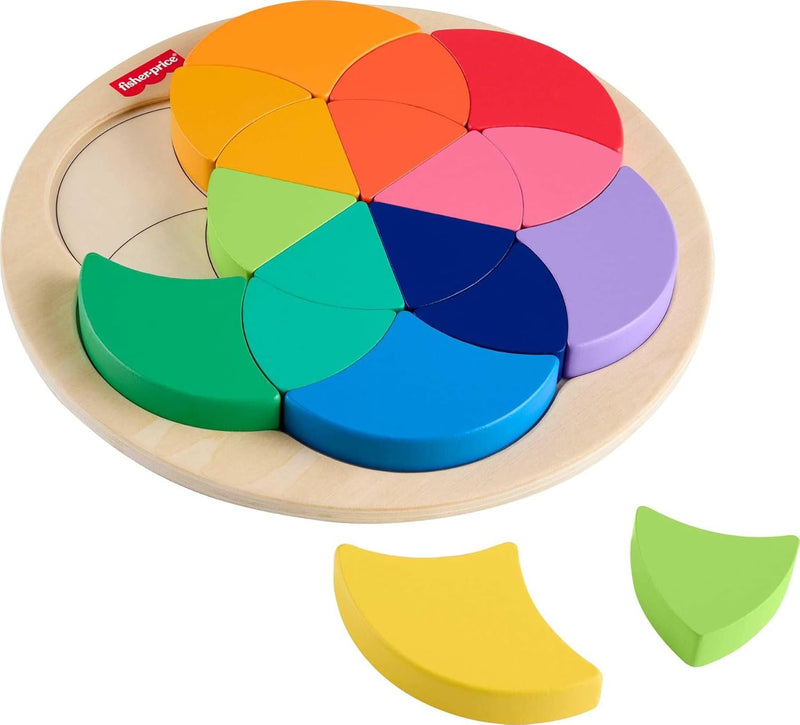 Fisher-Price - Puzzle roue chromatique en bois pour enfants d'âge préscolaire 