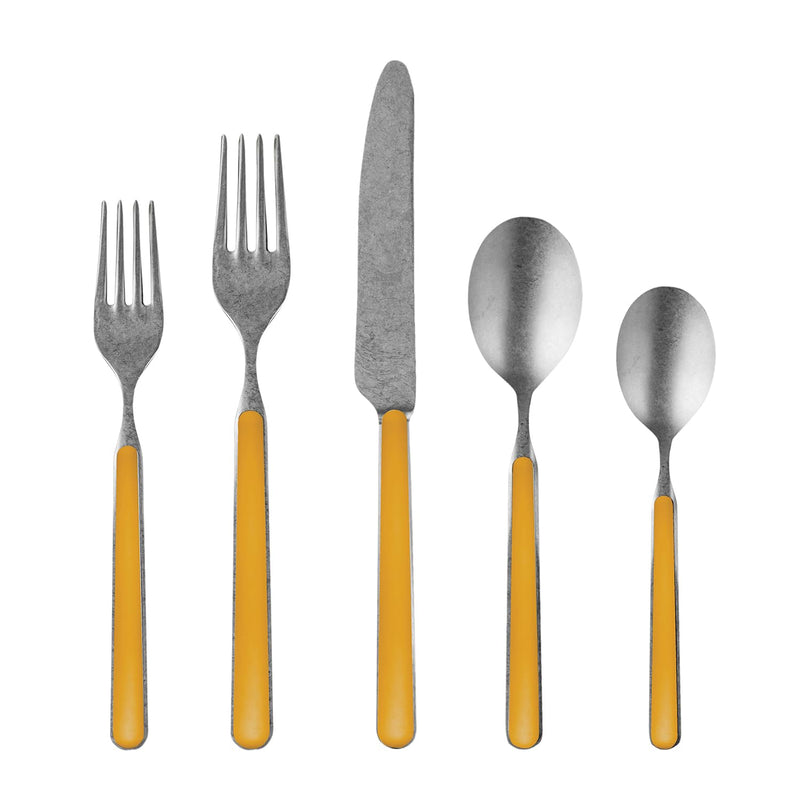 Mepra - Fantasia Pewter Mustard - 5-Piece Flatware Set