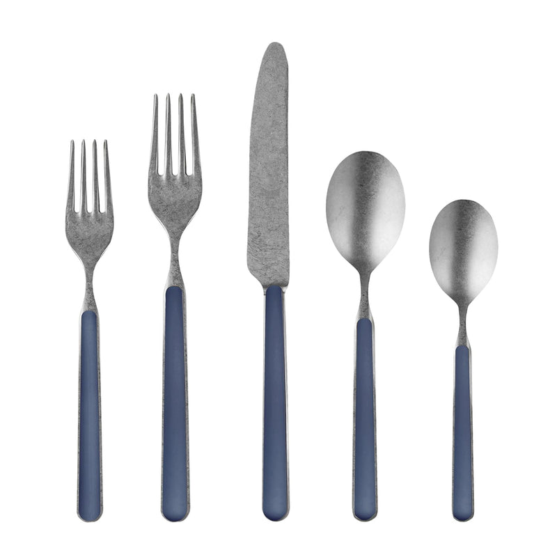 Mepra - Fantasia Pewter Cobalt - 5-Piece Flatware Set