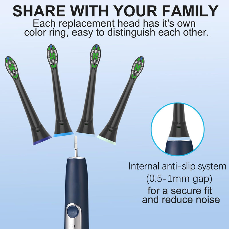KHBD - Replacement Brush Heads for Select Philips Sonicare - Black