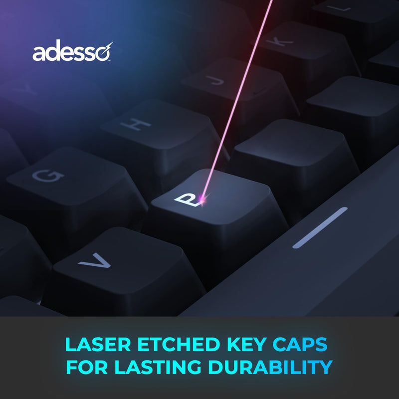 Adesso – Wired/Wireless/Bluetooth Multi-OS Illuminated Mechanical QMK VIA Compact Keyboard With CoPilot Ai Hotkey (Red Switch)