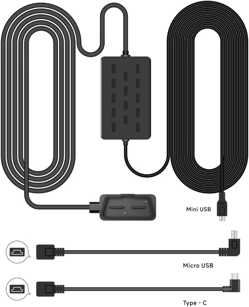 GekoGear – Kit OBD2 intelligent pour dashcam avec connexions Mini USB, Micro USB et USB-C