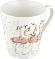 Wrendale Flamingle Bells mug, close up