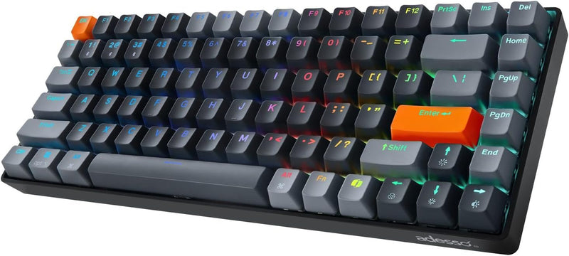 Adesso – Wired/Wireless/Bluetooth Multi-OS Illuminated QMK VIA Mechanical Mini Keyboard With CoPilot AI Hotkey (Red Switch)