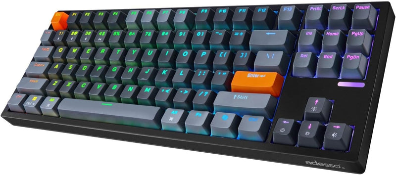 Adesso – Wired/Wireless/Bluetooth Multi-OS Illuminated Mechanical QMK VIA Compact Keyboard With CoPilot Ai Hotkey (Red Switch)