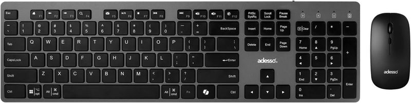 Adesso – Ensemble clavier et souris sans fil multiplateforme à touches ciseaux avec touche de raccourci IA CoPilot pour PC/Mac/Android – Noir