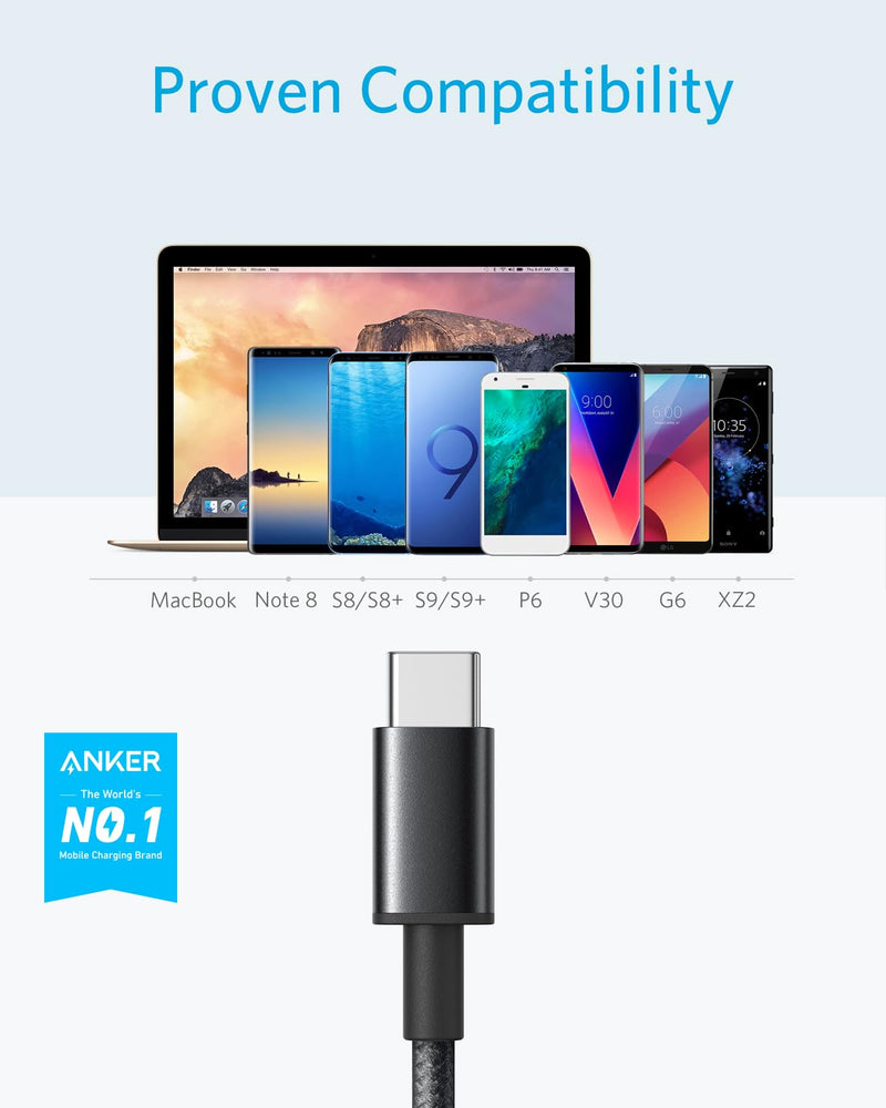 Anker - A8173 - Braided USB-A to USB-C Cable - 5-Pack | 6 ft / 1.8 m