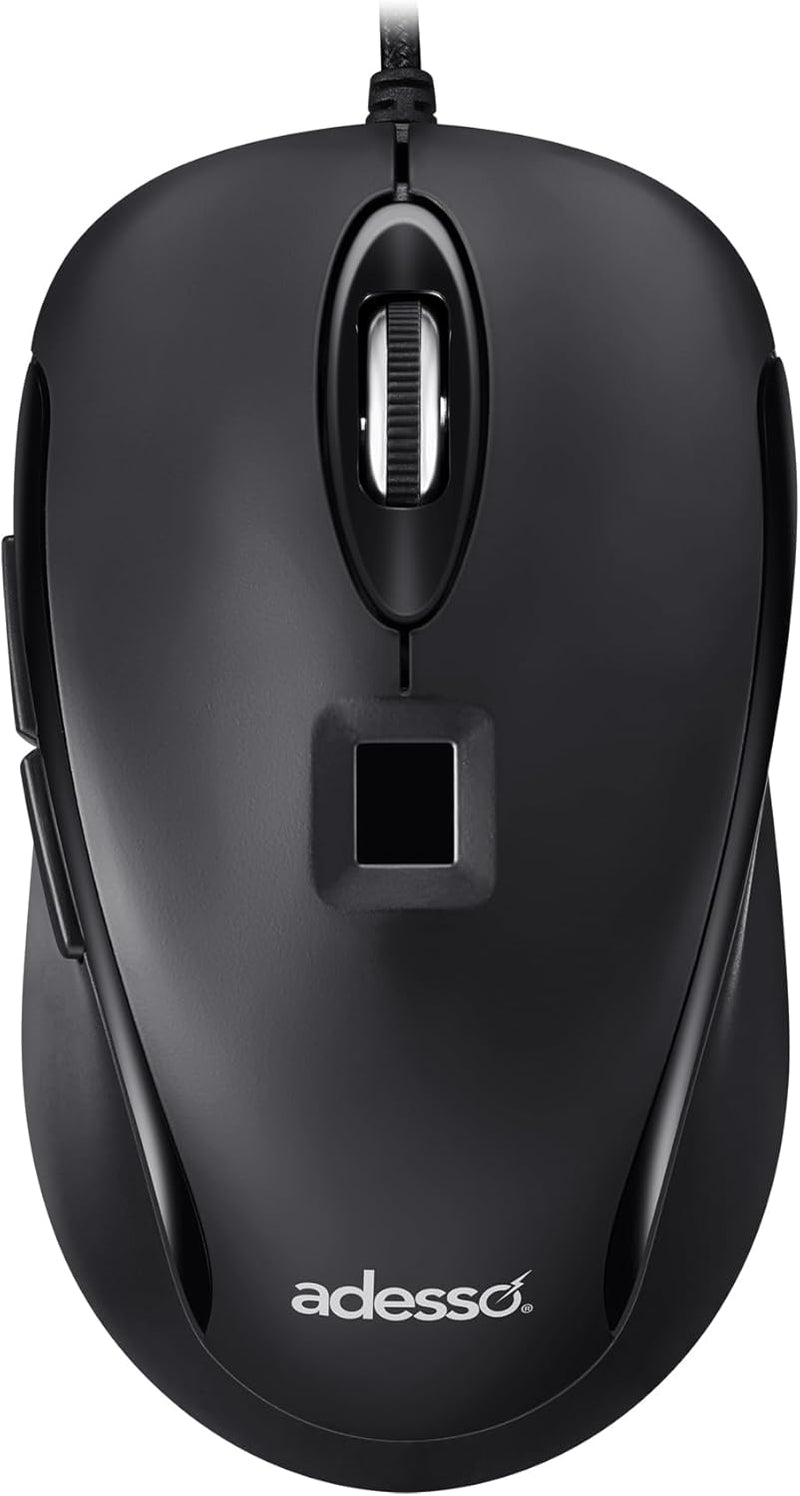 Adesso – Souris filaire 1200 ppp avec lecteur d’empreintes digitales intégré – Conforme aux normes TAA