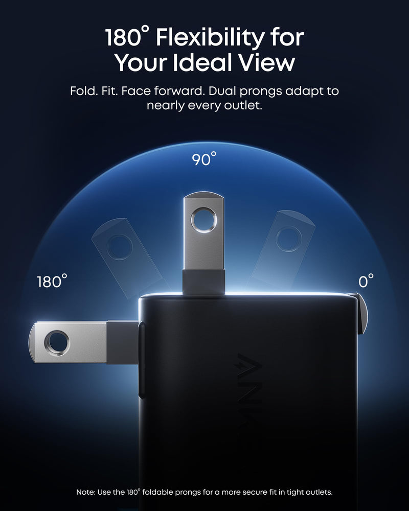 Anker - Nano (A121D) - 45W USB-C Wall Charger with Smart Display - Black