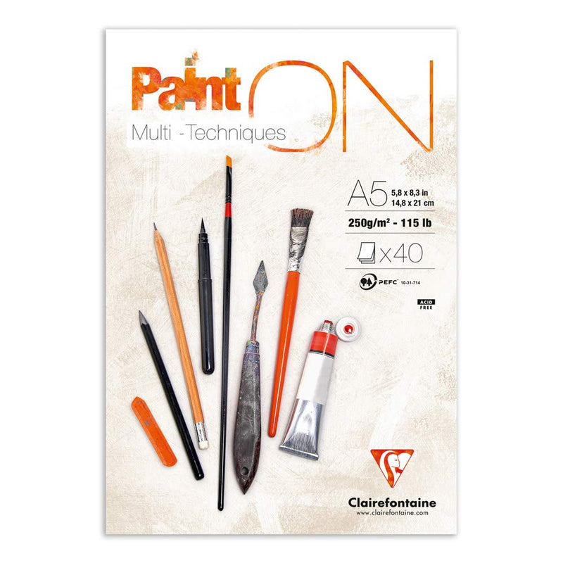 Clairefontaine Paint’On White mixed-media pad, A5, 40 sheets