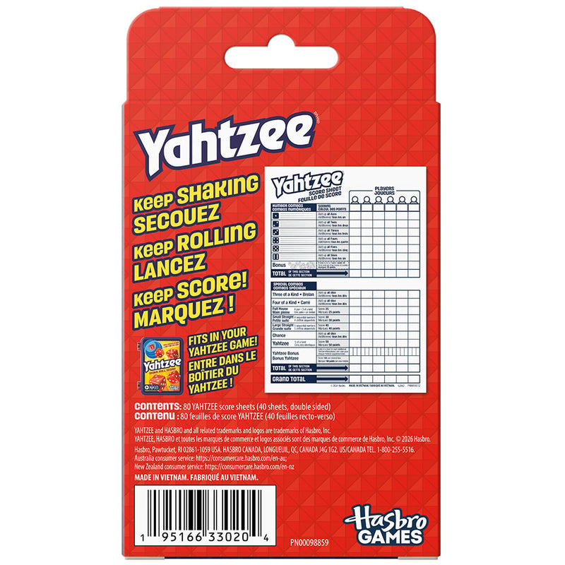 Yahtzee - Bloc de score | 80 feuilles