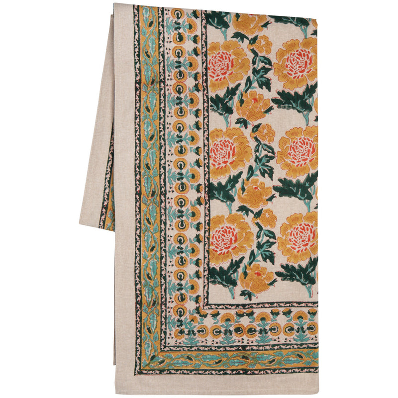 Danica Heirloom - Goldenrise Block Print Tablecloth | 60 x 84 in / 152.4 x 213.4 cm