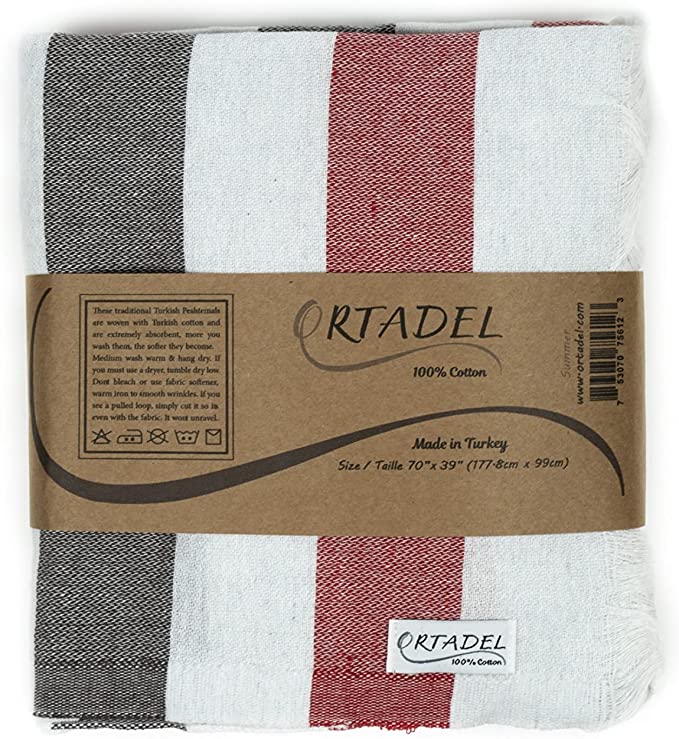 Ortadel Turkish cotton peshtemal towel in Ocean