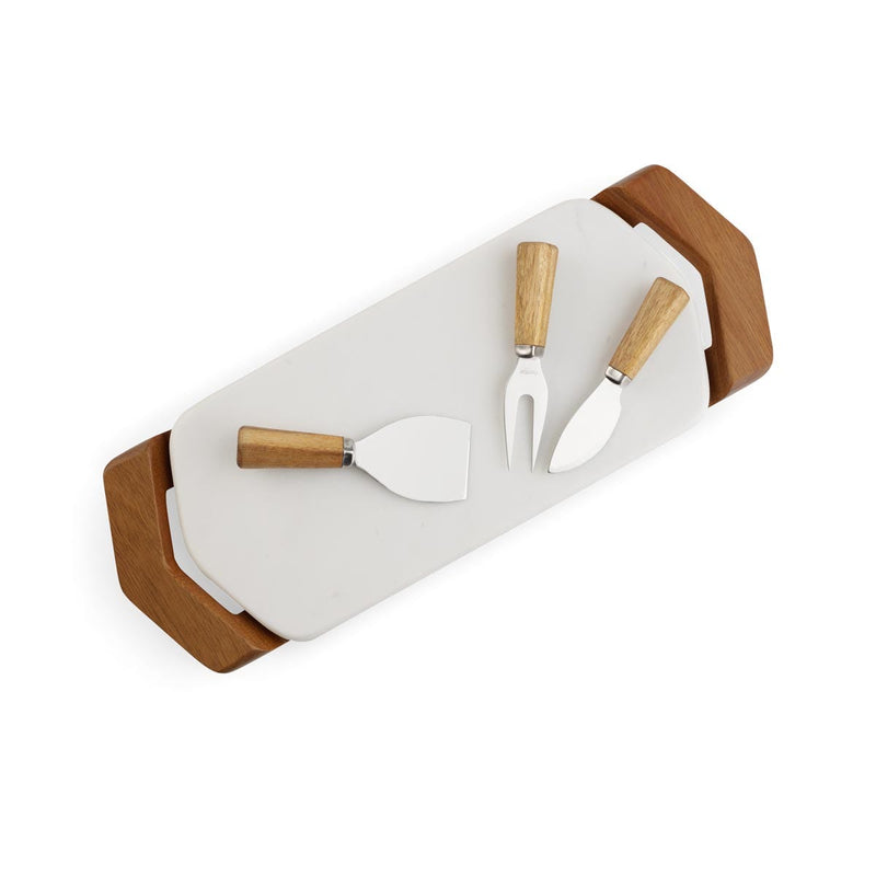 Nambé - Chevron Cheese Tray with 3 Knives