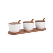 Nambé Duets Triple Condiment Server with Lids & Spoons - product view