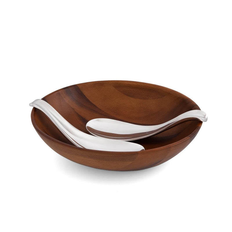 Nambé Yin Yang Salad Bowl with Servers - product view