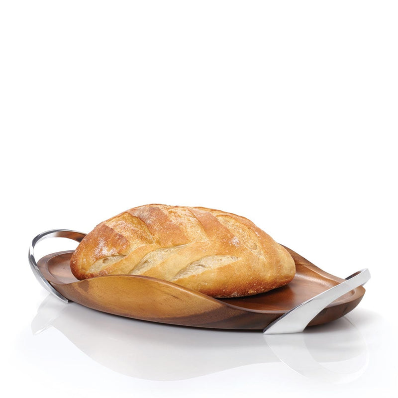Nambé Bella Wood Handled Tray | 18.3 in (46.5 cm) - product view