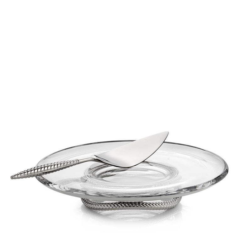 Nambé - Braid Pedestal Cake Plate with Cake Server