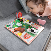 Melissa & Doug - Farm Animals Chunky Wooden Puzzle - 8 Pieces - in use during play