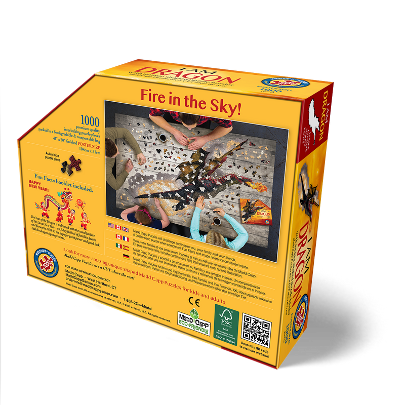 Madd Capp Puzzles – I Am Dragon Jigsaw Puzzle | 1000 Pieces – back of packaging
