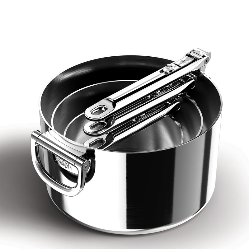 Joseph Joseph - Casseroles SpaceSteel™ avec couvercles (Lot de 3)