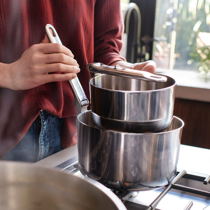 Joseph Joseph - Casseroles SpaceSteel™ avec couvercles (Lot de 3)