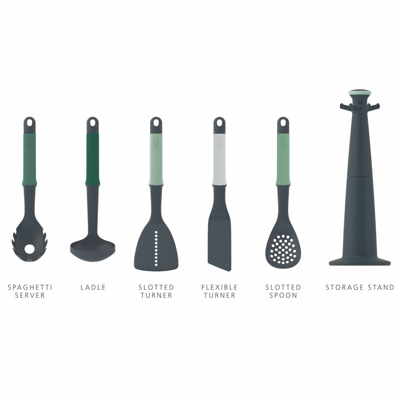 Joseph Joseph - Ustensiles de cuisine Elevate™ sauge avec carrousel (lot de 6)