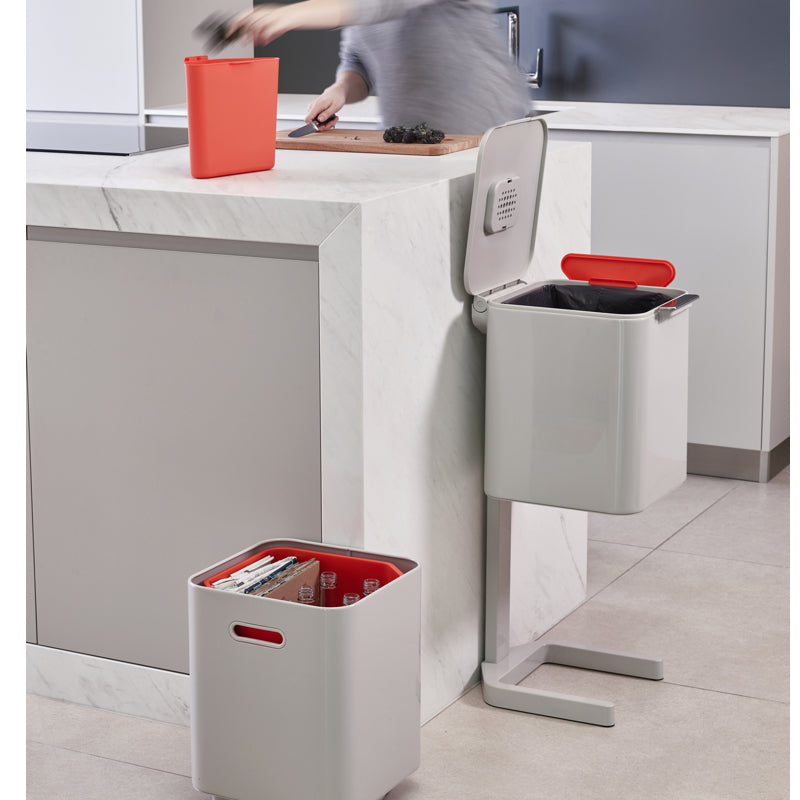 Joseph Joseph - Poubelle de tri sélectif Totem™ Compact - Pierre | 40 L / 10,6 gal