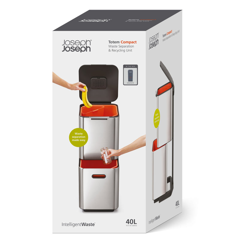Joseph Joseph - Poubelle compacte Totem™ - Graphite | 40 L / 10,6 gal