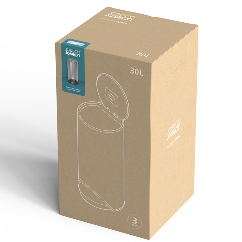 Joseph Joseph - Poubelle à pédale Arc™ - Acier inoxydable | 30 L / 7,9 gal