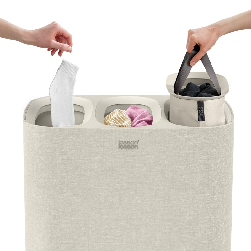 Joseph Joseph - TotaTrio™ Easy-Empty Laundry Basket - Ecru | 90 L / 23.8 gal