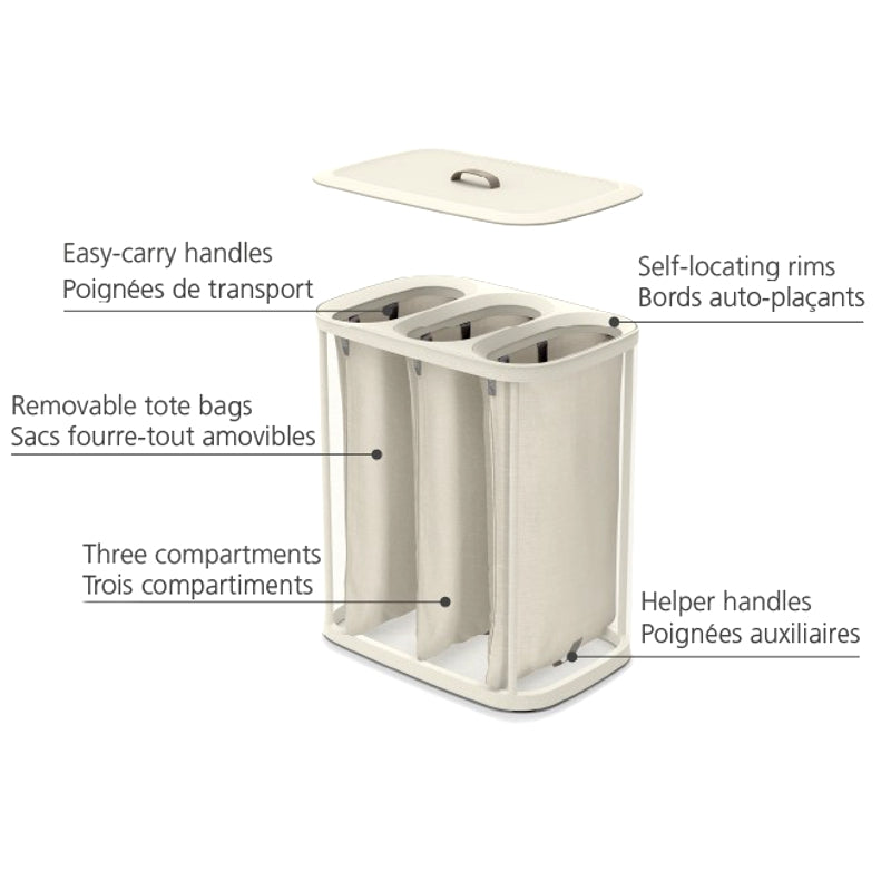 Joseph Joseph - TotaTrio™ Easy-Empty Laundry Basket - Ecru | 90 L / 23.8 gal
