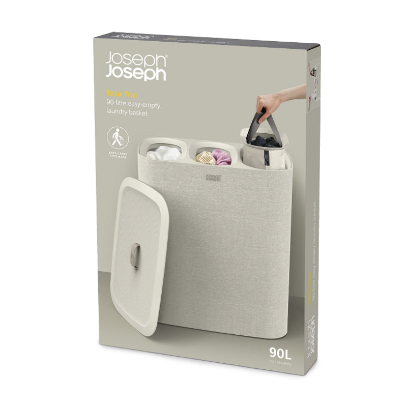 Joseph Joseph - TotaTrio™ Easy-Empty Laundry Basket - Ecru | 90 L / 23.8 gal