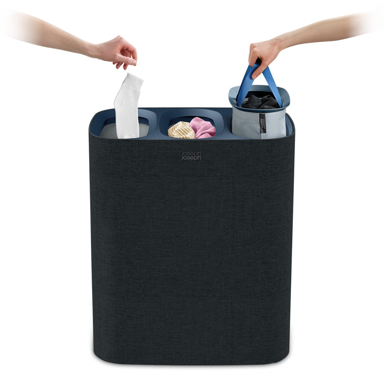 Joseph Joseph - TotaTrio™ Easy-Empty Laundry Basket - Black | 90 L / 23.8 gal