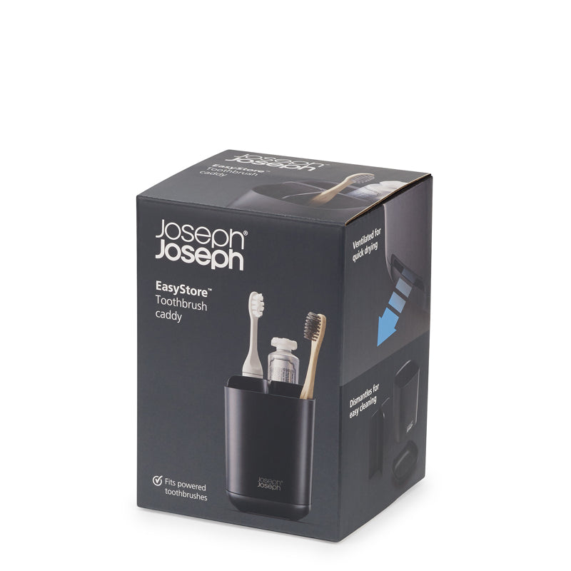Joseph Joseph - Porte-brosses à dents compact EasyStore™ - Noir mat