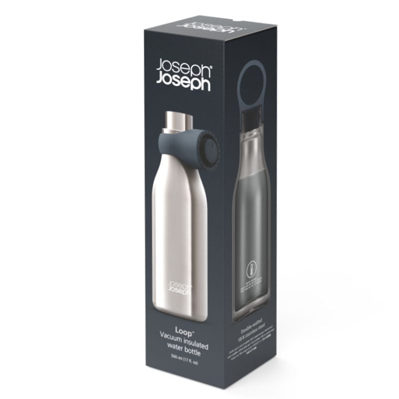 Joseph Joseph - Loop™ Insulated Water Bottle - Brushed Steel | 500 mL / 17 fl oz
