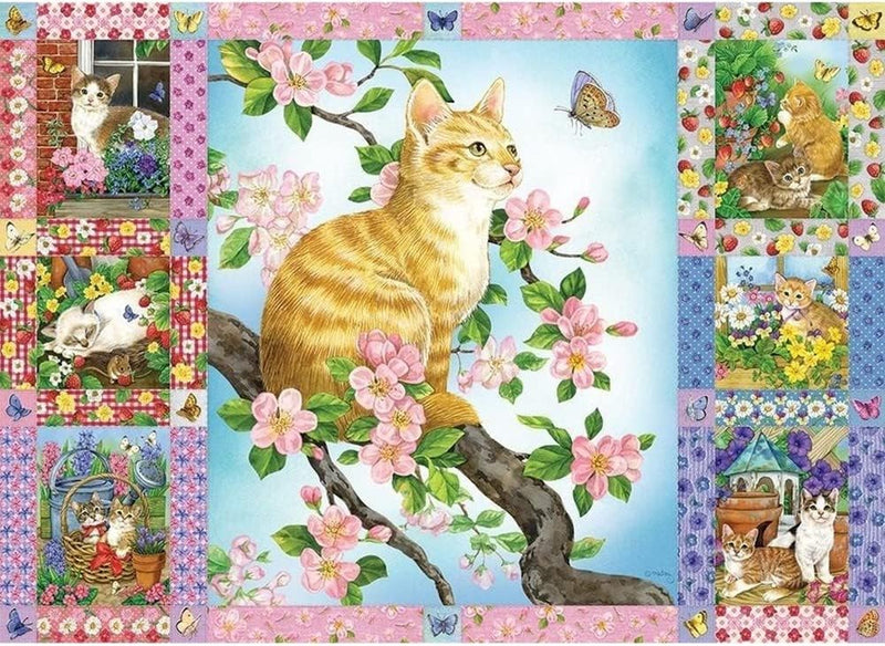 Cobble Hill - Puzzle de 1000 pièces - La courtepointe des chatons et des fleurs