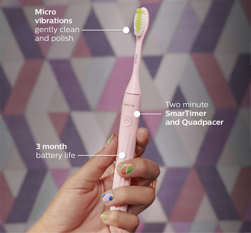 Philips One by Sonicare Battery Toothbrush HY1100/06, Pink