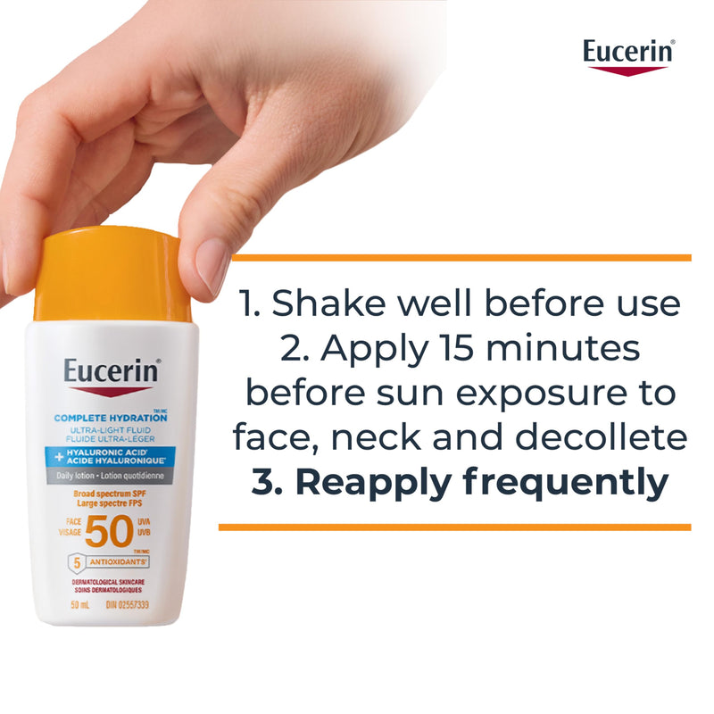 Eucerin Complete Hydration Ultra-Light Face Sunscreen SPF 50, 50 mL