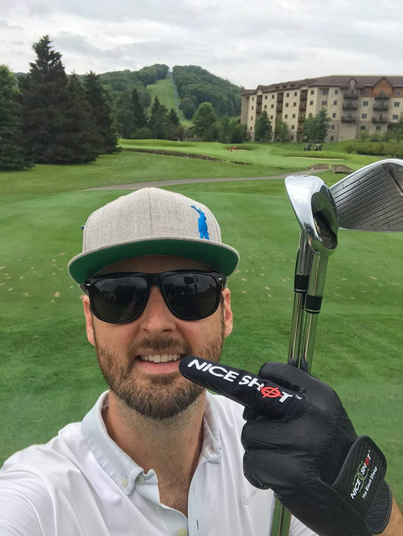 Nice Shot The Black Sheep black left-hand golf glove – left-hand glove worn on the golf course