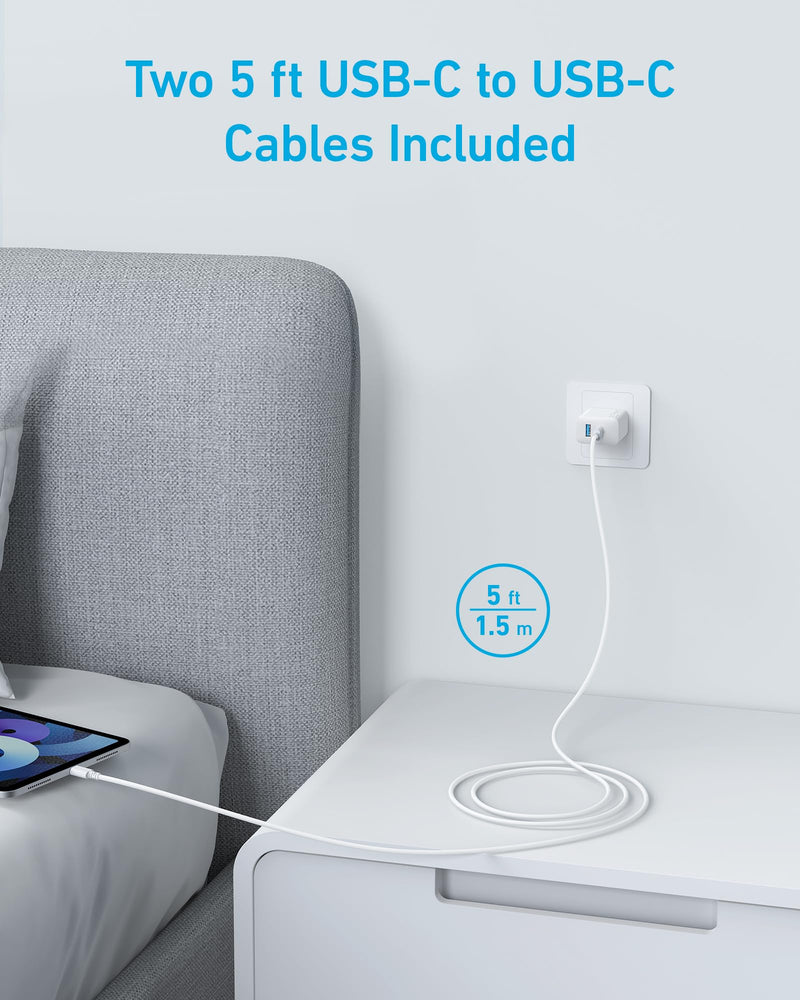 Anker - A2348 - 20W Dual-Port Wall Charger with Cables - 2-Pack - White