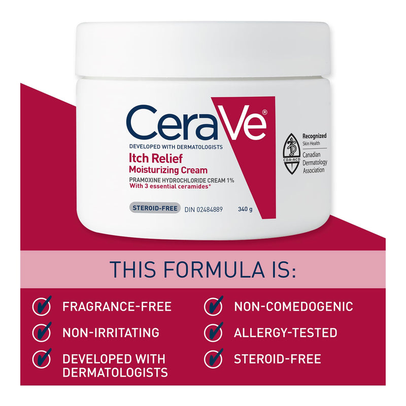 CeraVe - Itch Relief Moisturizing Cream - 1% Pramoxine - 340 g