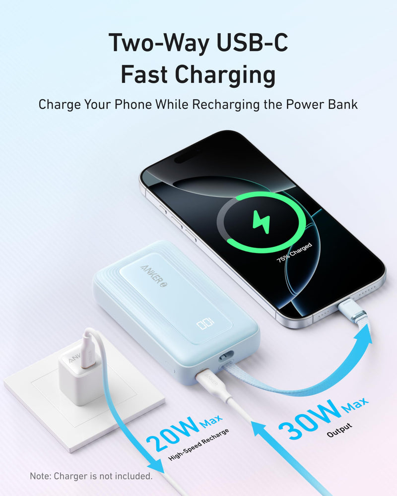 Anker - Zolo (A1689) - 20,000mAh 30W Power Bank with Built-In USB-C - Black