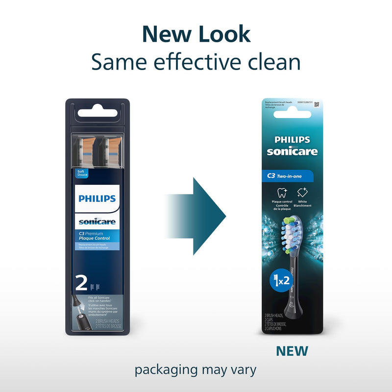 Philips Sonicare C3 Plaque Removal + Whitening Heads HX9042/95, Black, 2 Pack