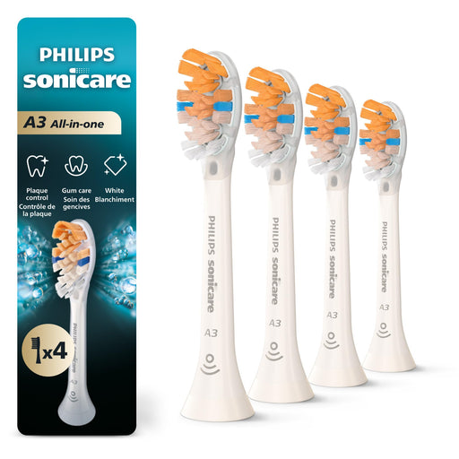 Philips Sonicare A3 All-in-One Brush Heads HX9094/65, White, 4 Pack