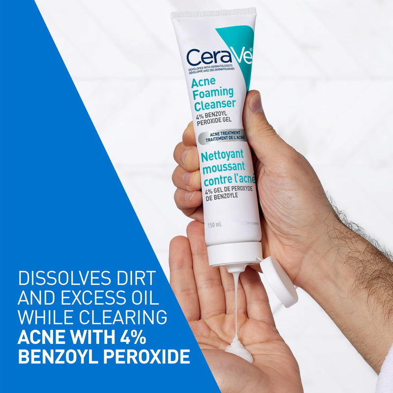 CeraVe - Acne Foaming Cleanser - 4% Benzoyl Peroxide - 150 mL
