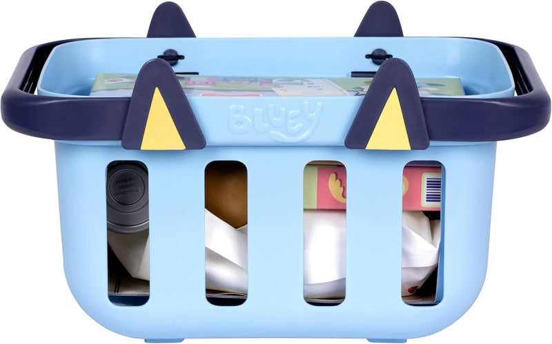 Bluey Shopping Basket, 9 Grocery Accessories, Toddler Pretend Play