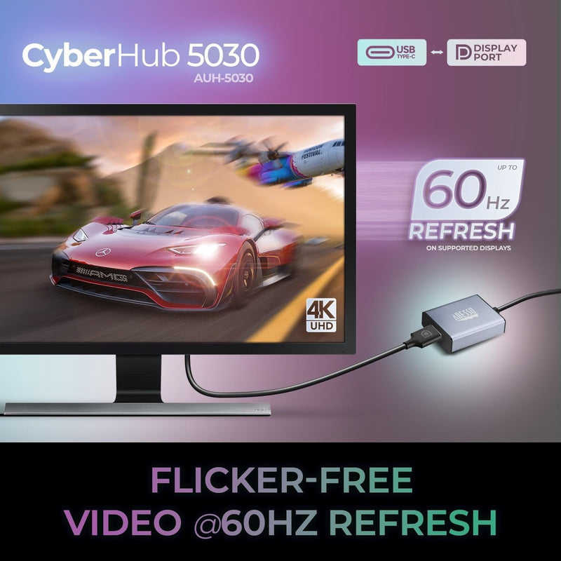 Adesso – Adapter USB-C to DisplayPort 4K at 60Hz DisplayPort Output Plug-and-Play